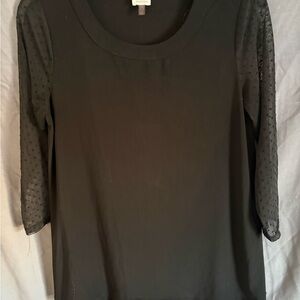 Anne Klein Black Blouse with Sheer Sleeves